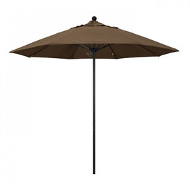 Venture Series 9' Patio Umbrella with Stone Black Aluminum Pole Fiberglass Ribs Push Lift and Sunbrella 1A Cocoa Fabric