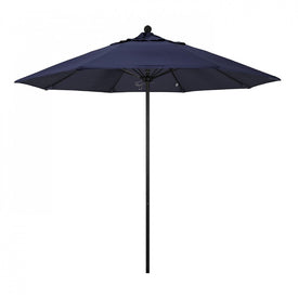 Venture Series 9' Patio Umbrella with Stone Black Aluminum Pole Fiberglass Ribs Push Lift and Sunbrella 1A Navy Fabric