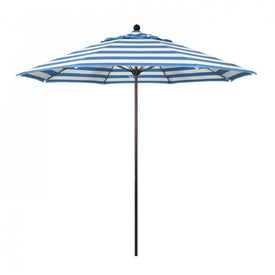 Venture Series 9' Patio Umbrella with Bronze Aluminum Pole Fiberglass Ribs Push Lift and Sunbrella 2A Cabana Regatta Fabric