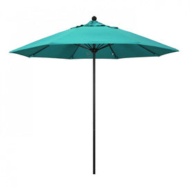 Venture Series 9' Patio Umbrella with Stone Black Aluminum Pole Fiberglass Ribs Push Lift and Sunbrella 1A Aruba Fabric