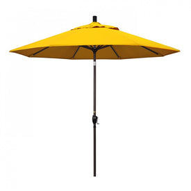 Pacific Trail Series 9' Patio Umbrella with Bronze Aluminum Pole and Ribs Push Button Tilt Crank Lift and Sunbrella 1A Sunflower Yellow Fabric