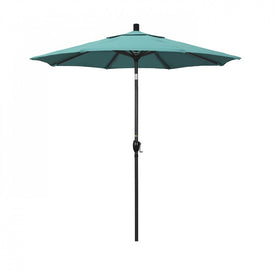 Pacific Trail Series 7.5' Patio Umbrella with Stone Black Aluminum Pole and Ribs Push Button Tilt Crank Lift and Sunbrella 1A Aruba Fabric