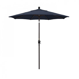 Pacific Trail Series 7.5' Patio Umbrella with Bronze Aluminum Pole and Ribs Push Button Tilt Crank Lift and Sunbrella 1A Spectrum Indigo Fabric