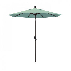 Pacific Trail Series 7.5' Patio Umbrella with Bronze Aluminum Pole and Ribs Push Button Tilt Crank Lift and Sunbrella 1A Spectrum Mist Fabric