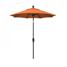 Sun Master Series 7.5' Patio Umbrella with Bronze Aluminum Pole Fiberglass Ribs Collar Tilt Crank Lift and Sunbrella 2A Tangerine Fabric