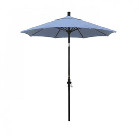 Sun Master Series 7.5' Patio Umbrella with Bronze Aluminum Pole Fiberglass Ribs Collar Tilt Crank Lift and Sunbrella 1A Air Blue Fabric
