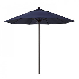 Venture Series 9' Patio Umbrella with Bronze Aluminum Pole Fiberglass Ribs Push Lift and Sunbrella 1A Navy Fabric