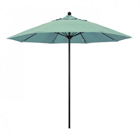 Venture Series 9' Patio Umbrella with Stone Black Aluminum Pole Fiberglass Ribs Push Lift and Sunbrella 1A Spa Fabric
