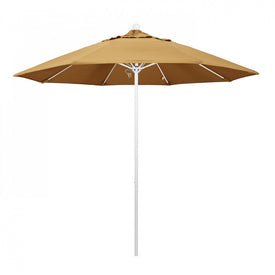 Venture Series 9' Patio Umbrella with Matted White Aluminum Pole Fiberglass Ribs Push Lift and Sunbrella 1A Wheat Fabric