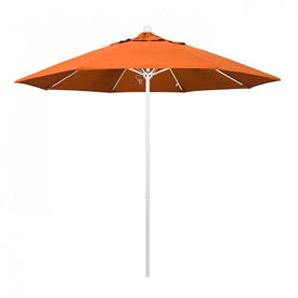 Venture Series 9' Patio Umbrella with Matted White Aluminum Pole Fiberglass Ribs Push Lift and Sunbrella 2A Tuscan Fabric