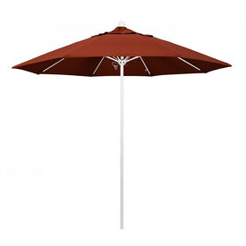 Venture Series 9' Patio Umbrella with Matted White Aluminum Pole Fiberglass Ribs Push Lift and Sunbrella 2A Terracotta Fabric