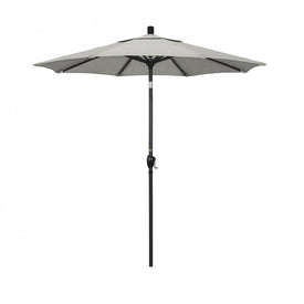 Pacific Trail Series 7.5' Patio Umbrella with Stone Black Aluminum Pole and Ribs Push Button Tilt Crank Lift and Sunbrella 1A Granite Fabric