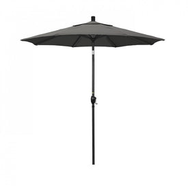 Pacific Trail Series 7.5' Patio Umbrella with Stone Black Aluminum Pole and Ribs Push Button Tilt Crank Lift and Sunbrella 1A Charcoal Fabric