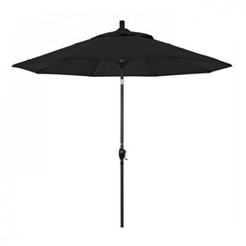 Pacific Trail Series 9' Patio Umbrella with Stone Black Aluminum Pole and Ribs Push Button Tilt Crank Lift and Sunbrella 1A Black Fabric
