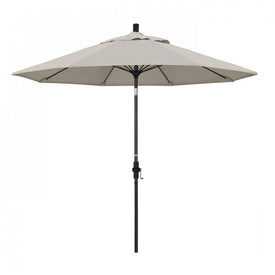 Sun Master Series 9' Patio Umbrella with Matted Black Aluminum Pole Fiberglass Ribs Collar Tilt Crank Lift and Olefin Woven Granite Fabric