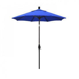 Sun Master Series 7.5' Patio Umbrella with Bronze Aluminum Pole Fiberglass Ribs Collar Tilt Crank Lift and Sunbrella 1A Pacific Blue Fabric