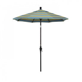 Sun Master Series 7.5' Patio Umbrella with Bronze Aluminum Pole Fiberglass Ribs Collar Tilt Crank Lift and Sunbrella 2A Astoria Lagoon Fabric