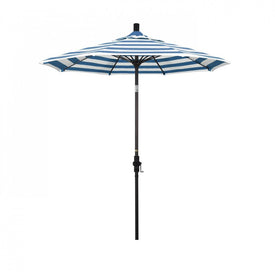Sun Master Series 7.5' Patio Umbrella with Bronze Aluminum Pole Fiberglass Ribs Collar Tilt Crank Lift and Sunbrella 2A Cabana Regatta Fabric