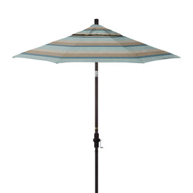 Sun Master Series 7.5' Patio Umbrella with Bronze Aluminum Pole Fiberglass Ribs Collar Tilt Crank Lift and Sunbrella 1A Gateway Mist Fabric