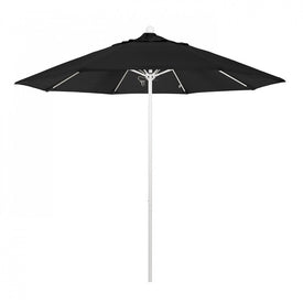 Venture Series 9' Patio Umbrella with Matted White Aluminum Pole Fiberglass Ribs Push Lift and Sunbrella 1A Black Fabric