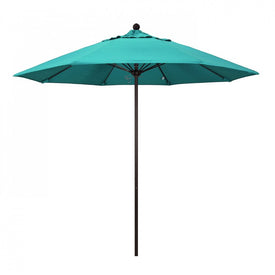 Venture Series 9' Patio Umbrella with Bronze Aluminum Pole Fiberglass Ribs Push Lift and Sunbrella 1A Aruba Fabric