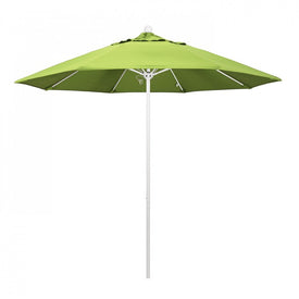 Venture Series 9' Patio Umbrella with Matted White Aluminum Pole Fiberglass Ribs Push Lift and Sunbrella 2A Parrot Fabric