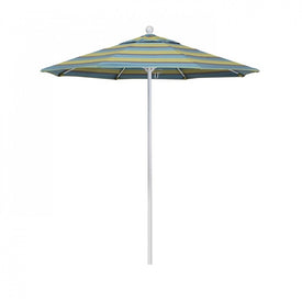 Venture Series 7.5' Patio Umbrella with Matted White Aluminum Pole Fiberglass Ribs Push Lift and Sunbrella 2A Astoria Lagoon Fabric