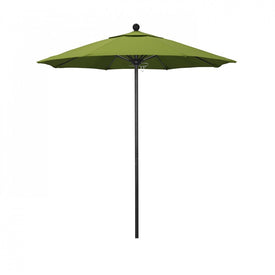Venture Series 7.5' Patio Umbrella with Stone Black Aluminum Pole Fiberglass Ribs Push Lift and Sunbrella 2A Macaw Fabric