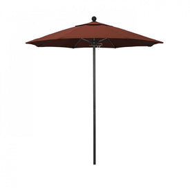 Venture Series 7.5' Patio Umbrella with Stone Black Aluminum Pole Fiberglass Ribs Push Lift and Sunbrella 2A Terracotta Fabric