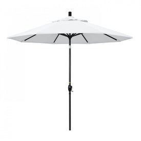 Pacific Trail Series 9' Patio Umbrella with Stone Black Aluminum Pole and Ribs Push Button Tilt Crank Lift and Olefin White Fabric
