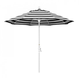 Sun Master Series 9' Patio Umbrella with Matted White Aluminum Pole Fiberglass Ribs Collar Tilt Crank Lift and Sunbrella 2A Cabana Classic Fabric