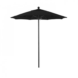 Venture Series 7.5' Patio Umbrella with Stone Black Aluminum Pole Fiberglass Ribs Push Lift and Sunbrella 1A Black Fabric