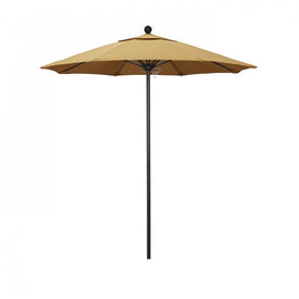 Venture Series 7.5' Patio Umbrella with Stone Black Aluminum Pole Fiberglass Ribs Push Lift and Sunbrella 1A Wheat Fabric
