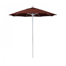 Venture Series 7.5' Patio Umbrella with Matted White Aluminum Pole Fiberglass Ribs Push Lift and Sunbrella 2A Henna Fabric