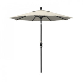 Pacific Trail Series 7.5' Patio Umbrella with Stone Black Aluminum Pole and Ribs Push Button Tilt Crank Lift and Olefin Beige Fabric
