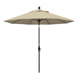 Sun Master Series 9' Patio Umbrella with Bronze Aluminum Pole Fiberglass Ribs Collar Tilt Crank Lift and Sunbrella 1A Antique Beige Fabric