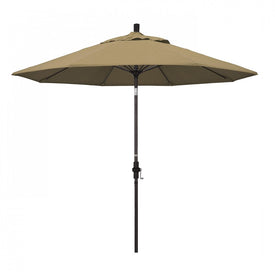 Sun Master Series 9' Patio Umbrella with Bronze Aluminum Pole Fiberglass Ribs Collar Tilt Crank Lift and Olefin Straw Fabric