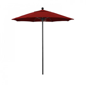Venture Series 7.5' Patio Umbrella with Stone Black Aluminum Pole Fiberglass Ribs Push Lift and Sunbrella 2A Jockey Red Fabric