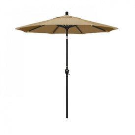 Pacific Trail Series 7.5' Patio Umbrella with Stone Black Aluminum Pole and Ribs Push Button Tilt Crank Lift and Sunbrella 2A Linen Sesame Fabric
