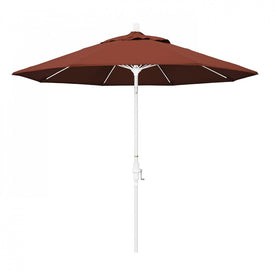 Sun Master Series 9' Patio Umbrella with Matted White Aluminum Pole Fiberglass Ribs Collar Tilt Crank Lift and Sunbrella 2A Terracotta Fabric