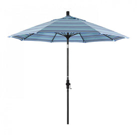 Sun Master Series 9' Patio Umbrella with Matted Black Aluminum Pole Fiberglass Ribs Collar Tilt Crank Lift and Sunbrella 1A Dolce Oasis Fabric