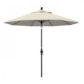 Sun Master Series 9' Patio Umbrella with Bronze Aluminum Pole Fiberglass Ribs Collar Tilt Crank Lift and Olefin Beige Fabric