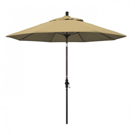 Sun Master Series 9' Patio Umbrella with Bronze Aluminum Pole Fiberglass Ribs Collar Tilt Crank Lift and Olefin Champagne Fabric