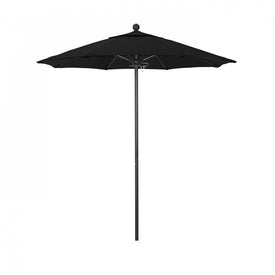 Venture Series 7.5' Patio Umbrella with Bronze Aluminum Pole Fiberglass Ribs Push Lift and Sunbrella 1A Black Fabric