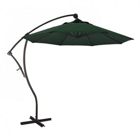 Bayside Series 9' Cantilever with Bronze Aluminum Pole and Ribs 360 Rotation Tilt Crank Lift and Sunbrella 1A Forest Green Fabric