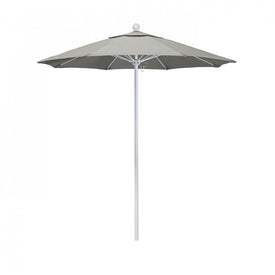 Venture Series 7.5' Patio Umbrella with Matted White Aluminum Pole Fiberglass Ribs Push Lift and Sunbrella 1A Granite Fabric