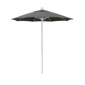 Venture Series 7.5' Patio Umbrella with Matted White Aluminum Pole Fiberglass Ribs Push Lift and Sunbrella 1A Charcoal Fabric