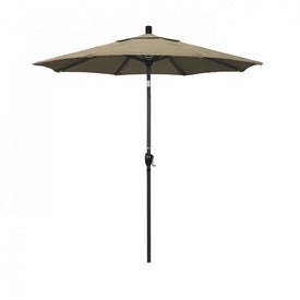 Pacific Trail Series 7.5' Patio Umbrella with Stone Black Aluminum Pole and Ribs Push Button Tilt Crank Lift and Sunbrella 1A Heather Beige Fabric