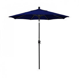 Pacific Trail Series 7.5' Patio Umbrella with Stone Black Aluminum Pole and Ribs Push Button Tilt Crank Lift and Sunbrella 1A True Blue Fabric