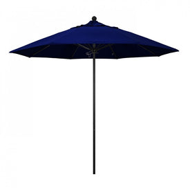 Venture Series 9' Patio Umbrella with Stone Black Aluminum Pole Fiberglass Ribs Push Lift and Sunbrella 1A True Blue Fabric